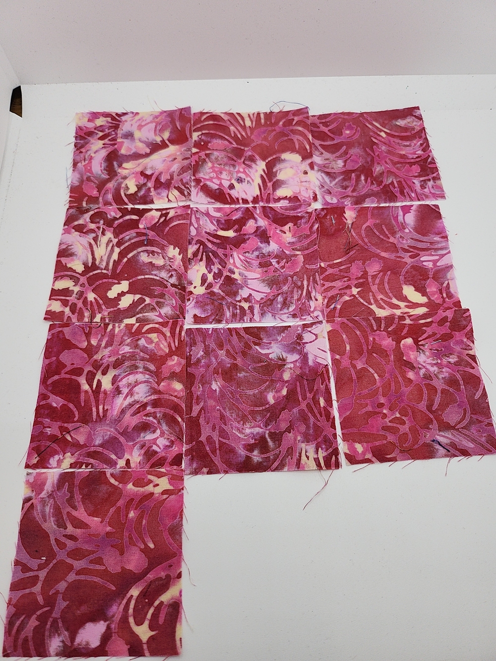2.50 Inch Pink Swirl Quilting Fabric Squares - Assorted Batik Prints